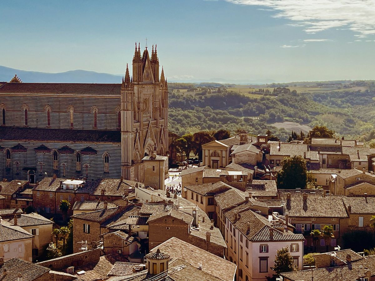Orvieto hilltop town with cathedral, Umbria Italy