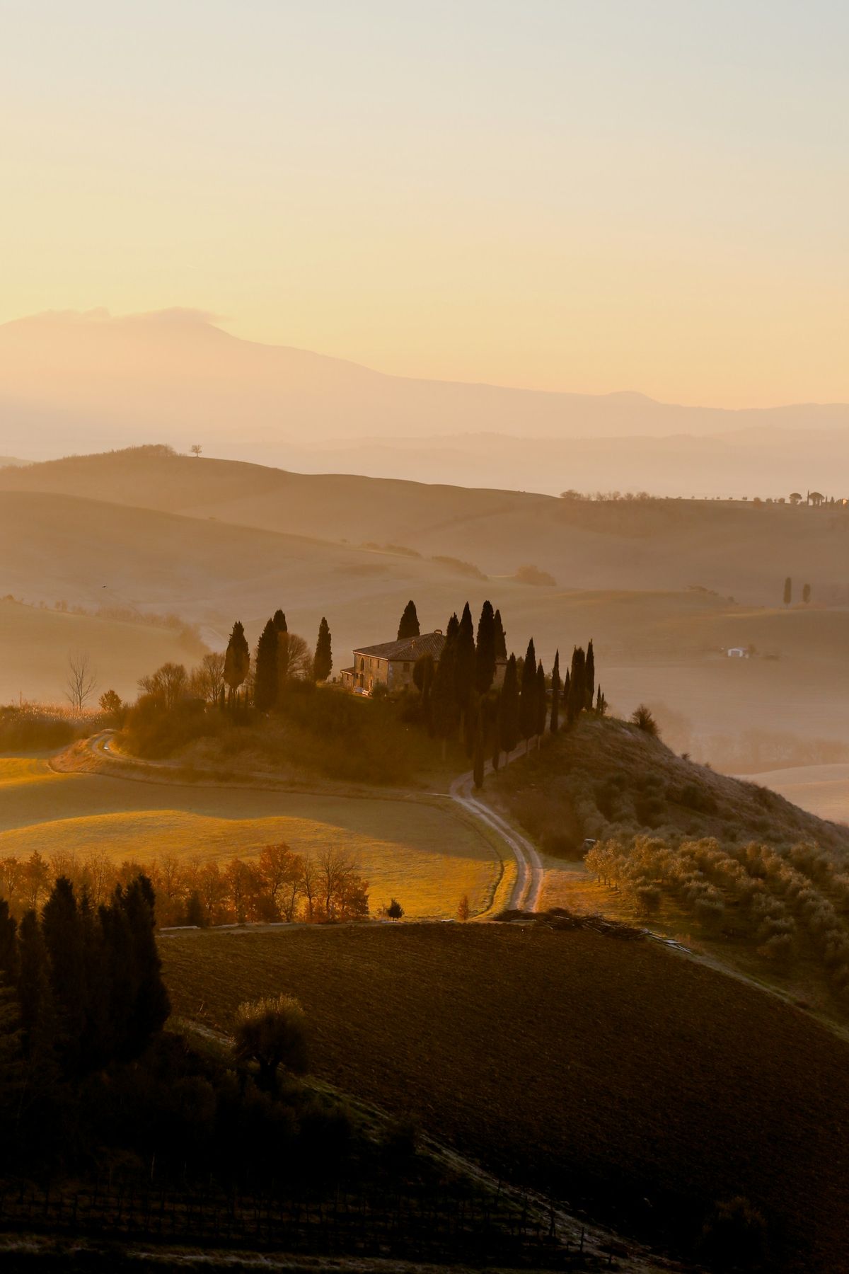 Village in the Umbrian countryside under clear sky