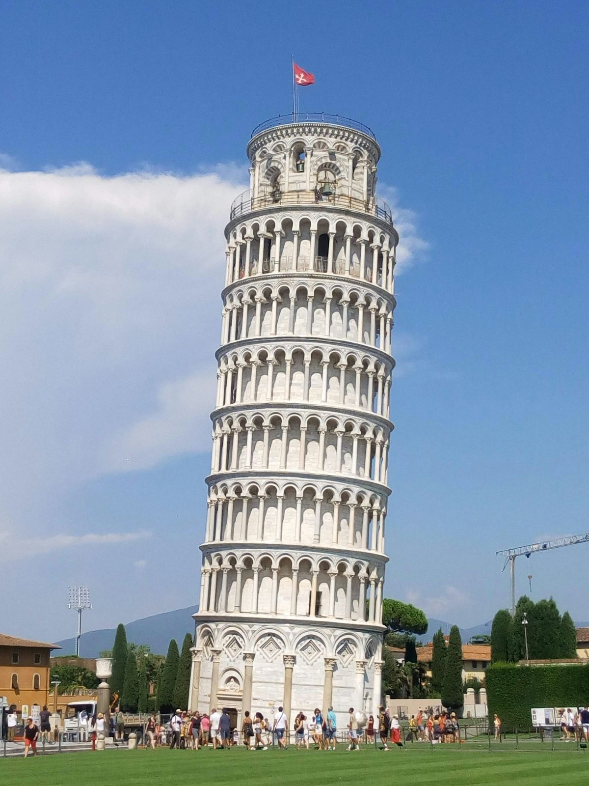 Leaning Tower of Pisa against blue sky