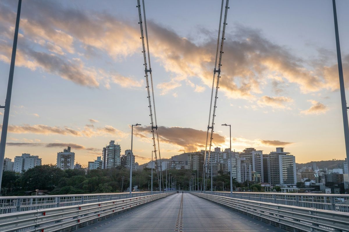 The Hercílio Luz suspension bridge in Florianópolis, Brazil
