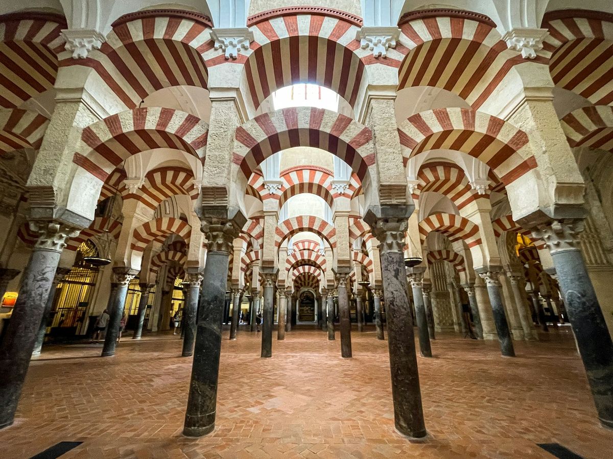 Interior arches and columns of the Mezquita in Cordoba