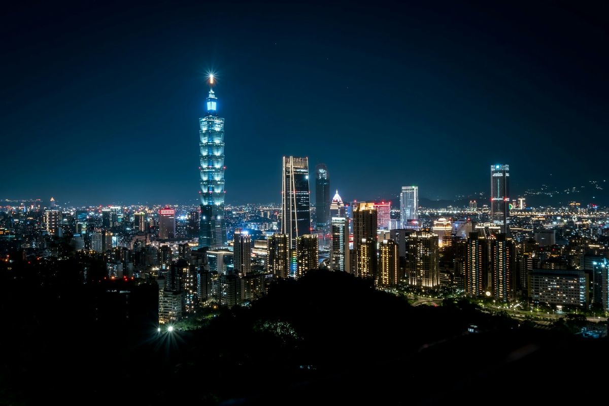 Taipei city skyline at night with lights