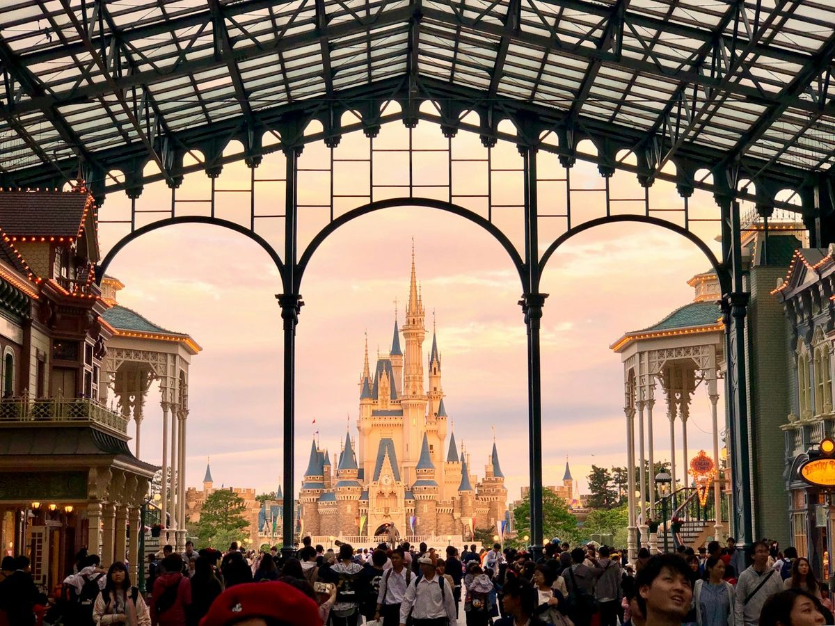 Tokyo Disneyland castle spires against the sky