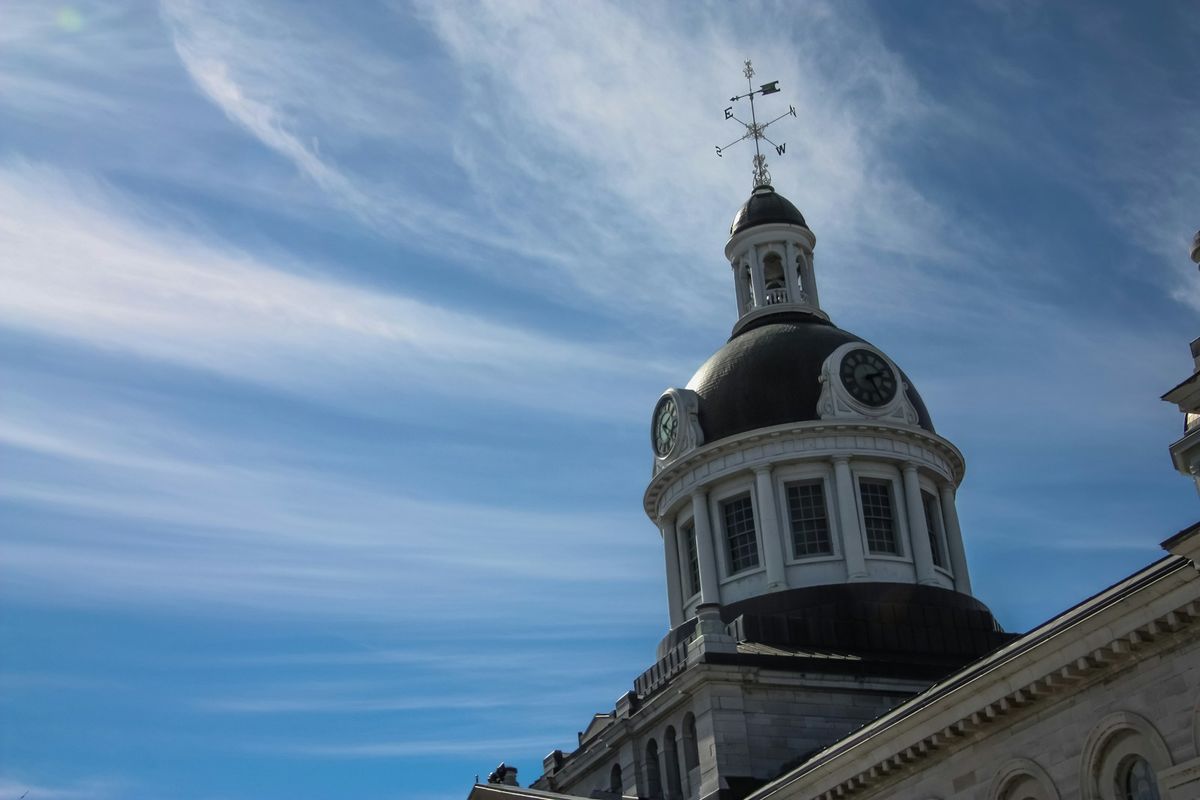 Kingston City Hall dome against a blue sky