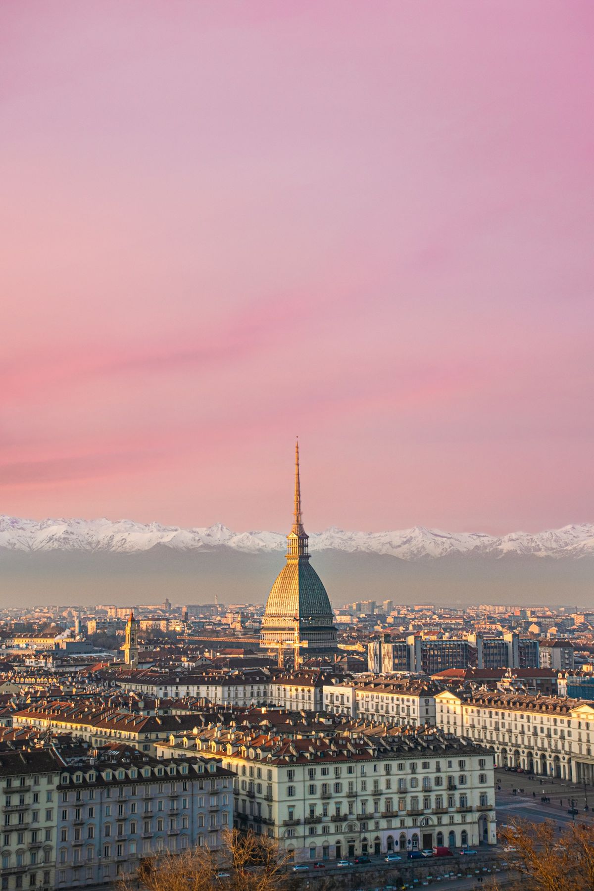 View of Milan city with mountains in the background
