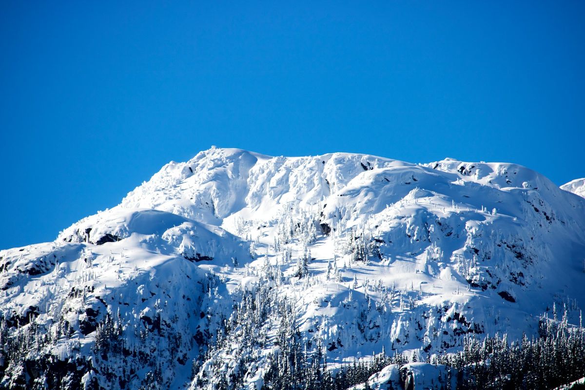 Whistler and Blackcomb mountains covered in snow