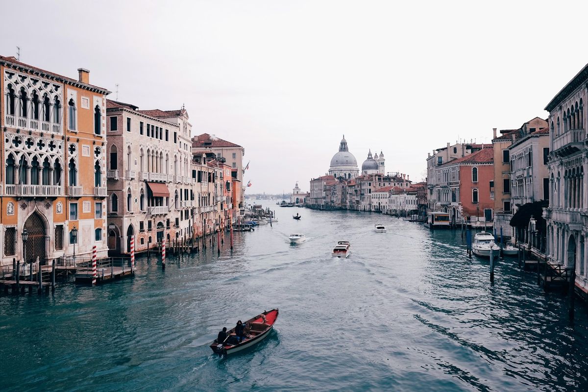 Venice Grand Canal waterway with traditional buildings