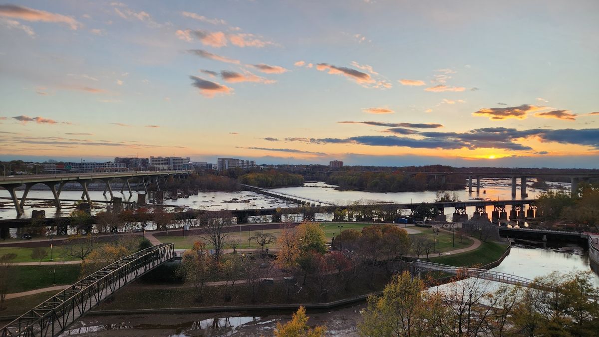 Richmond Virginia skyline over the James River