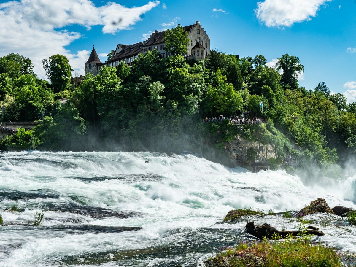 Rhine Falls waterfall with Laufen Castle in the background
