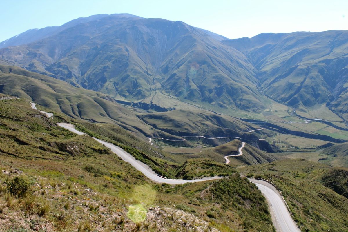 Winding road through a valley landscape in Argentina