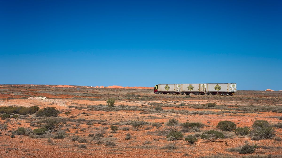 A train crossing the Australian desert