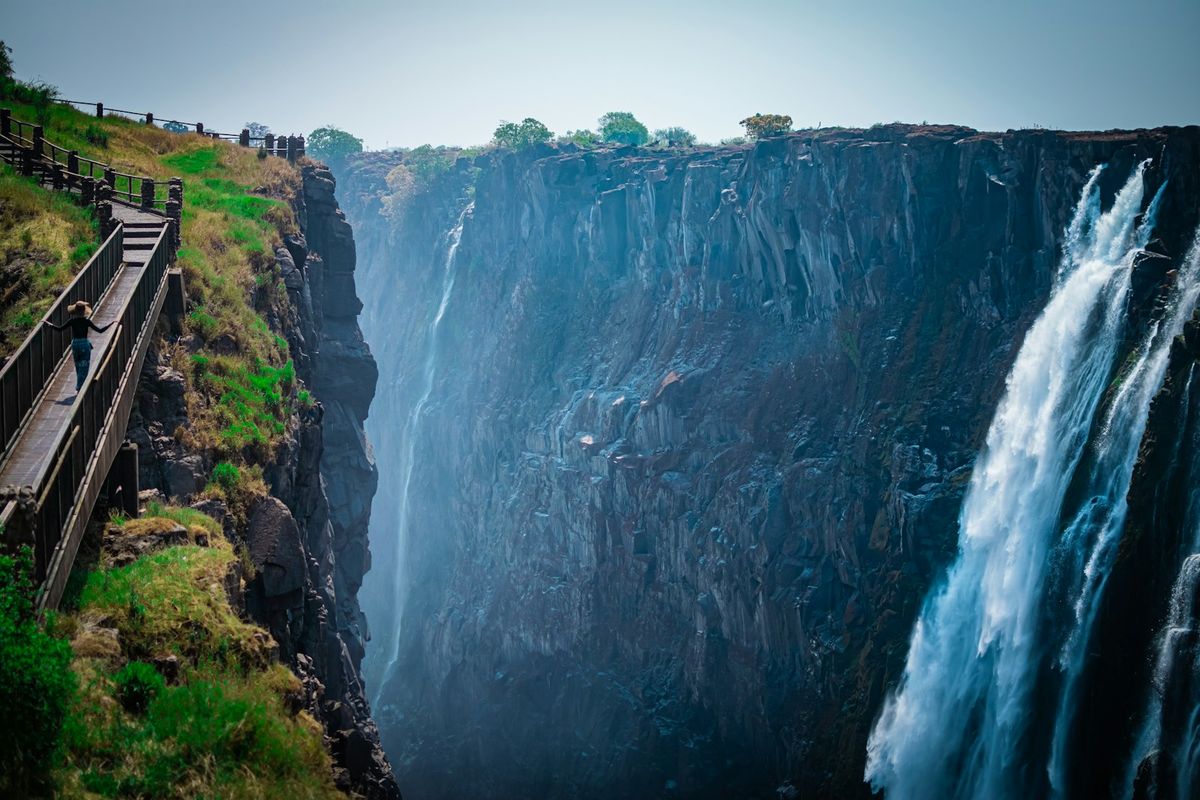 Victoria Falls cascading into the gorge, southern Africa