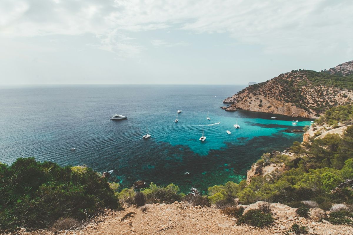 Aerial view of Mediterranean coastline from above